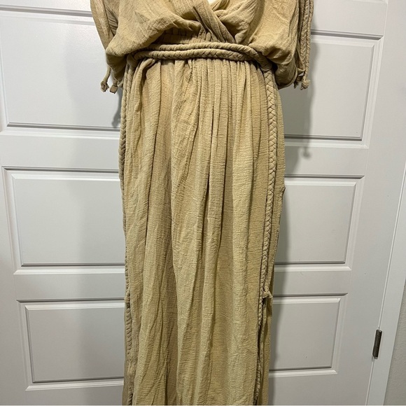 Boho Maxi Dress Deep V Neck Sleeveless Flowy Beach Cover Up Dress - Picture 4 of 13
